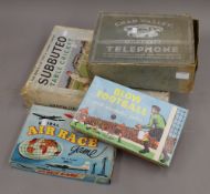 A quantity of vintage games, including Subbuteo Table Cricket, a part croquet set, etc.