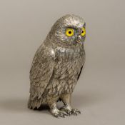 A large Sterling silver model of an owl, probably hallmarked for London 1970,