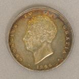 A George IV one sided silver coin Possibly a miss-struck proof or apprentice piece.