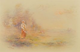 JAMES STINTON (1870-1961) British (AR) Hay Gatherers Watercolour, signed, framed and glazed. 20.