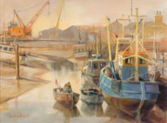DAVID GRIFFIN (1952-2002) British (AR) Low Water, Queenborough, Kent Oil on canvas,