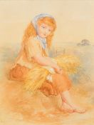 MORGAN (19th century) Portrait of a Country Girl Watercolour, signed, framed and glazed.