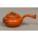 A Chinese Ying Ying teapot The faux wood handle mounted to the side,