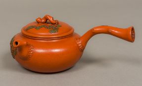 A Chinese Ying Ying teapot The faux wood handle mounted to the side,