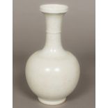A Chinese crackle glaze baluster vase With allover creamy glaze,