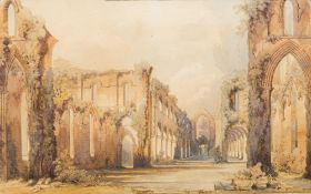 WILLIAM RICHARDSON OF YORK (exhibited 1842-1877) British Fountains Abbey Watercolour, signed,