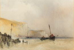 WILLIAM CALLOW (1812-1908) British Shipping Off the Coast in Choppy Waters Watercolour, signed,