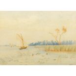 CHARLES HARMONY HARRISON (1842-1902) British Wroxham Broad Watercolour, signed, framed and glazed.