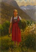 EMMA PASTOR NORMANN (1871-1954) German (AR) Alpine Girl in Traditional Costume Oil,