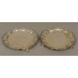 A pair of early Victorian silver salvers, hallmarked Sheffield 1841,
