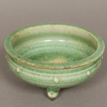 A Chinese Ming porcelain censer With all over turquoise glaze and studded decoration. 18.