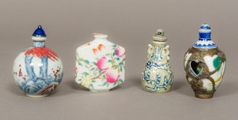 A Chinese porcelain snuff bottle Of flattened square section form,