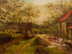 JAMES BROWN (19th century) British Farmyard Scene Oil on canvas, signed and dated 1893, framed.