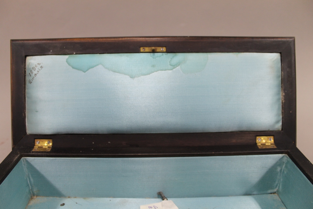 A 19th century Continental pietra dura inset glove box Of carved rectangular form, - Image 2 of 3