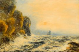 Circle of FRANK HIDER (1861-1933) British Shipping off the Coast in Choppy Waters Oil on canvas,