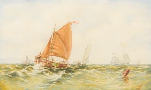 Attributed to WILLIAM CALLOW (1812-1908) British Shipping in Choppy Waters Watercolour, signed,