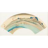 UTAGAWA HIROSHIGE (1797-1858) Japanese Fan-shaped prints from 53 Stations of Tokaido Road,