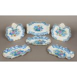 Six early 19th century Masons patent ironstone china dishes Each with moulded decoration within a