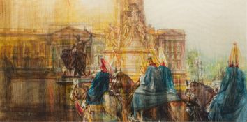 ERIC MASON (1921-1986) British (AR) Household Cavalry Before Buckingham Palace Oil on canvas,