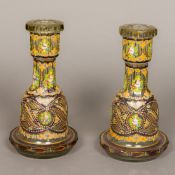 A pair of 19th century enamel and gilt decorated cut glass hookah bases Each of typical form and