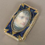 A Continental 800 silver and silver gilt snuff box Inset with a printed portrait of Napoleon within
