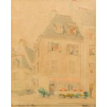 FRENCH SCHOOL (20th century) Cafe Cancalais, Saint-Servan-Sur-Mer Watercolour, signed with initials,