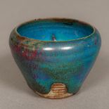 A small Chinese porcelain vase With blue drip glaze. 5.5 cm high.