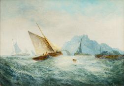 GEORGE KNIGHT (19th century) British Shipping off the Coast in Choppy Waters Oils on canvas, signed,