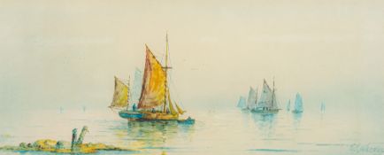 EDWIN WHEEDON (1819-1873) British Shipping in Still Waters Watercolour, signed, framed and glazed.