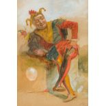 ENGLISH SCHOOL (19th century) Portrait of a Jester Watercolour and bodycolour, signed with monogram,
