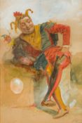 ENGLISH SCHOOL (19th century) Portrait of a Jester Watercolour and bodycolour, signed with monogram,