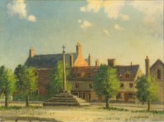 CLIVE RICHARD BROWNE (1901-1991) British (AR) Town Memorial Oil on canvas, signed, framed. 39.