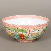 An early 20th century eggshell porcelain bowl Well painted with courtly and other figures in a