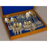 A Victorian silver part canteen of cutlery, hallmarked London, 1842,