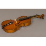 An early 20th century French 3/4 size violin A label to the interior "d'apres Antonius Stradivarius