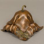 A Japanese Meiji period bronze inkwell Of organic form,