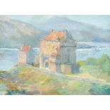 ARTHUR PALING (20th century) British Scottish Loch-Side Castle Oil on canvas, signed, framed. 47.