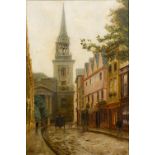 ENGLISH SCHOOL (19th century) University City Street Scene Oil on canvas,