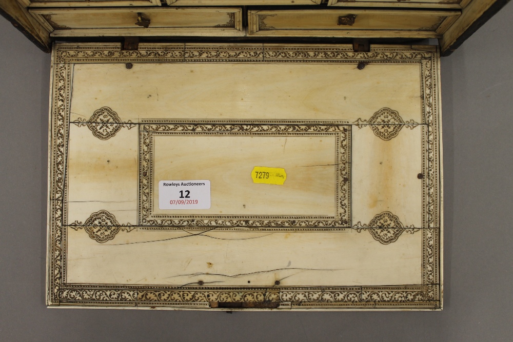An 18th century chinoiserie lacquer and ivory table cabinet Of typical rectangular form, - Image 8 of 19