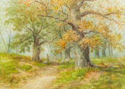 HARRISON SMYTHE (19th/20th century) British Shepherd and His Flock on a Wooded Path Watercolour,