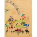 FRENCH SCHOOL (20th century) Well Read Watercolour on J-Annonay watermark paper,