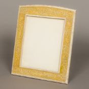 A Chinese carved and pierced jade mounted photograph frame Extensively worked with birds amongst