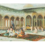 DECORATIVE SCHOOL (20th century) The Hareem Oil on canvas, unframed. 60 x 50 cm.