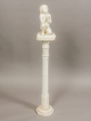 CONTINENTAL SCHOOL (19th century) Bedtime Prayers Carved marble, signed with TF monogram to base,