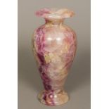 A Fluorspar vase Of flared tapering bulbous form. 28 cm high.