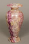 A Fluorspar vase Of flared tapering bulbous form. 28 cm high.