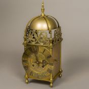 A late 19th century brass lantern clock Of typical form,