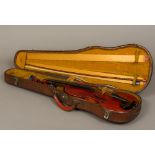 A 19th century violin The interior bearing a paper label inscribed Leon Bernardel, Luthier,