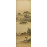 CHINESE SCHOOL (late 19th/early 20th century) Figures in River Landscapes A set of four ink and