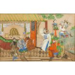 CHINESE SCHOOL (20th century) Actors Performing Before a Courtly Couple Before a Scholars Desk With